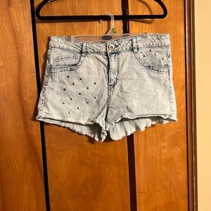 Light green studded shorts